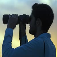 Looking through binoculars